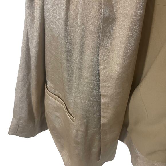 Chico's Size 1 Small Gold Metallic Open Front Viscose Cardigan Blazer - Picture 5 of 8